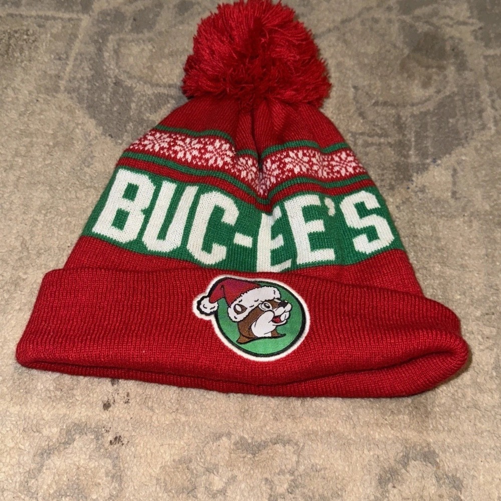Buc-ee's Christmas Pom Beanie Red Green White Adult Mens Womens